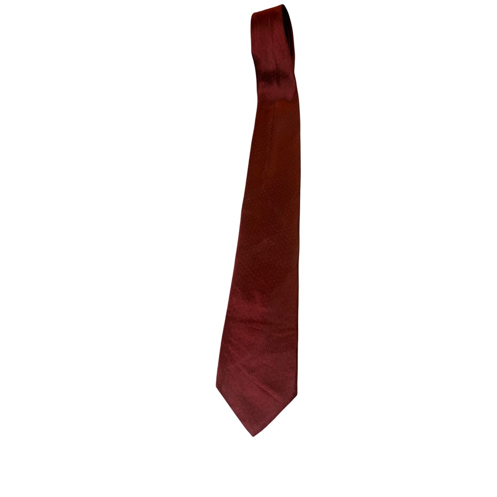 DKNY Silk Necktie OS Burgundy Red Pin Dot Pattern Made in USA Mens Tie